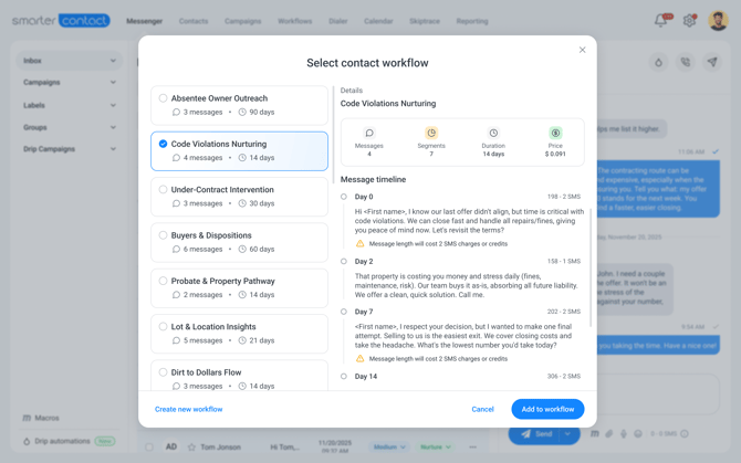 Workflow modal - Selected