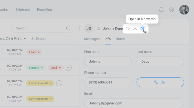 Open conversations in new tabs with a single click