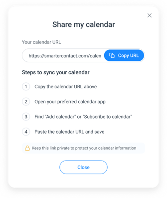 Share my calendar_Popup